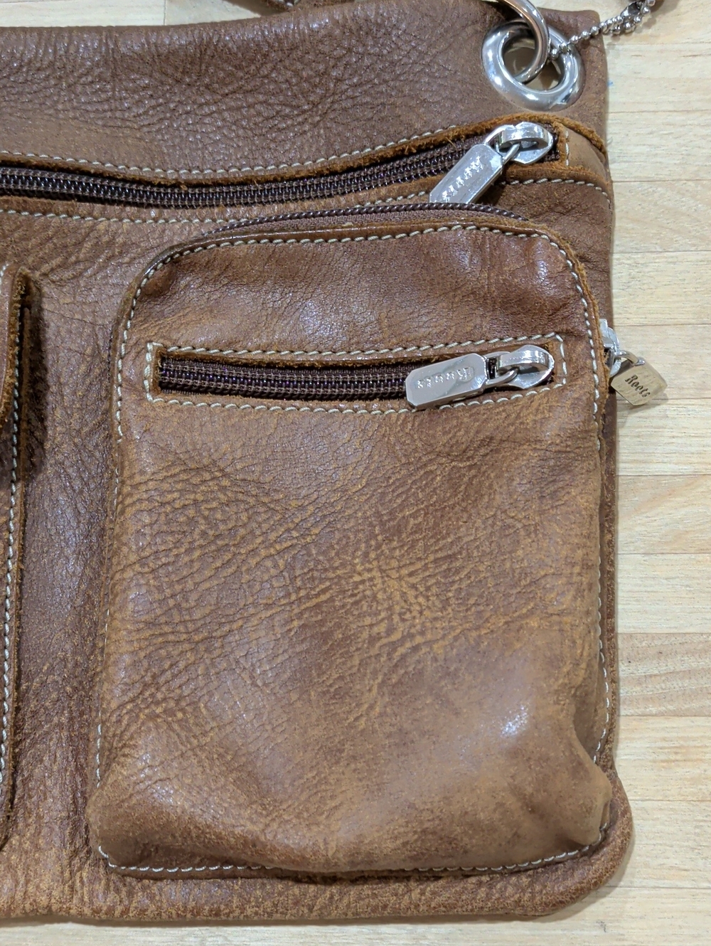 Vintage Roots Brown Leather Crossbody Bag with Adjustable Strap Villager Style - Picture 5 of 13